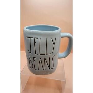 Rae Dunn "Jelly Beans" Easter Mug Black Long Letters On A LIght Blue Color